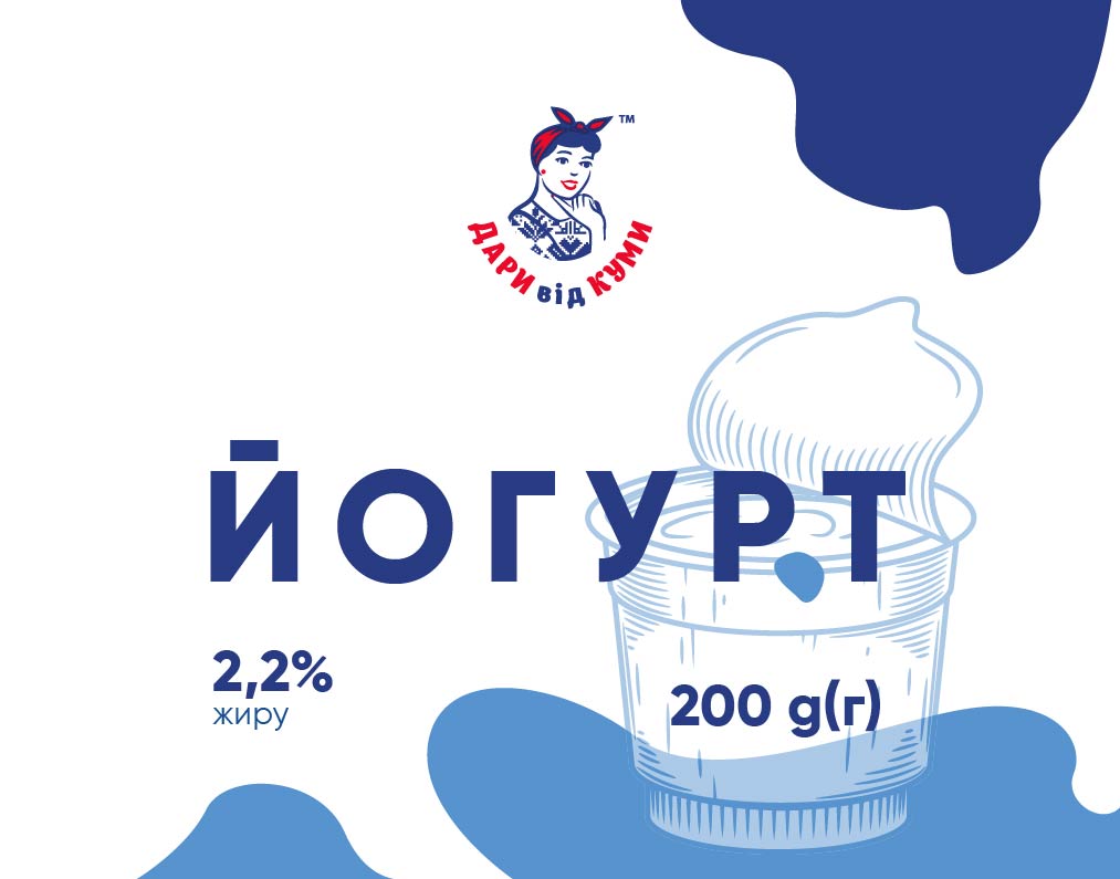 Йогурт ДАРИ від КУМИ,2,2%,стакан,злаки, 200г